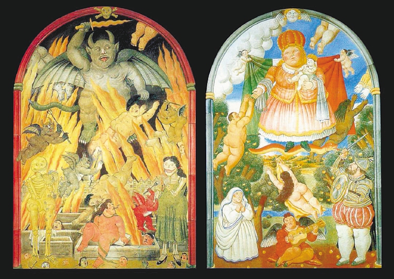 Dos de las obras del colombiano, los frescos "La puerta del infierno" y "La puerta del Paraíso", permanecen en el pueblo italiano.