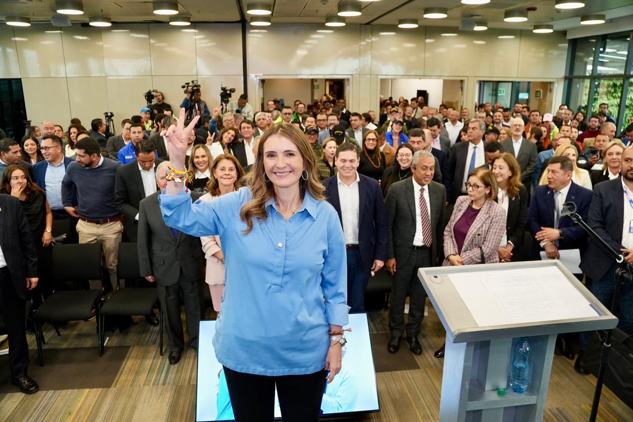Candidata Paloma Valencia en el lanzamiento de su política "Seguridad Total".