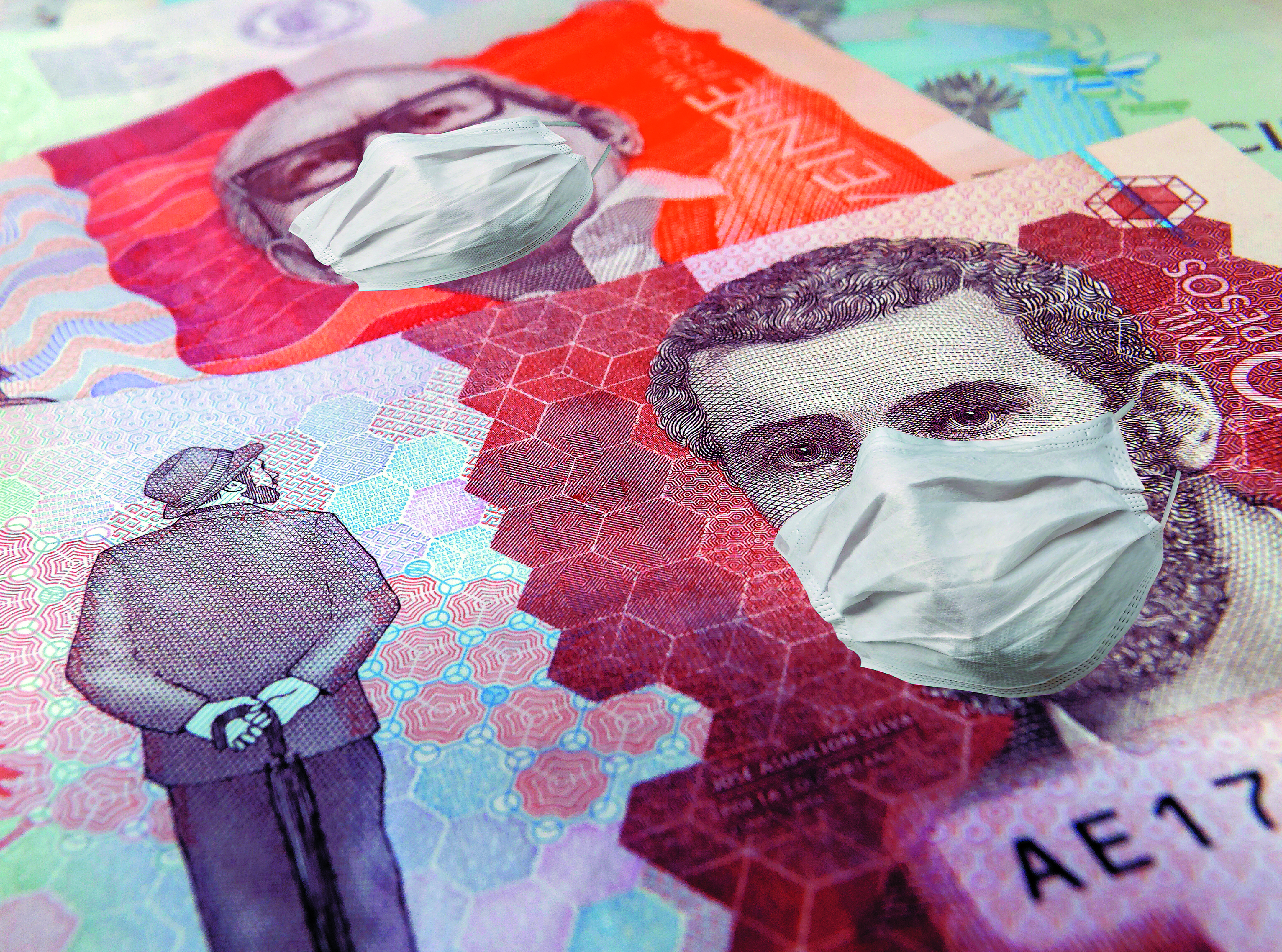 The pandemic caused by the covid-19 coronavirus has caused a crisis in the Colombian economy. This photo represents the difficult moment that is being lived at all levels, especially the lowest ones represented by the smallest denomination banknotes.
