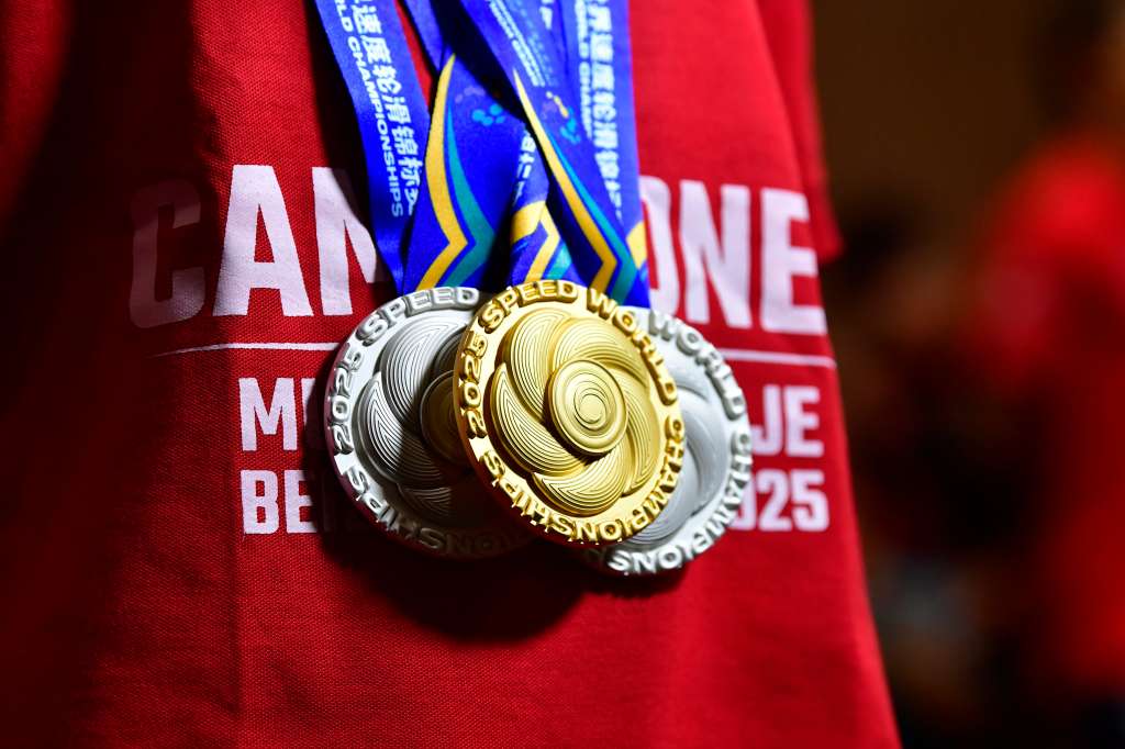 Selección colombiana de patinaje de Velocidad a su llegada al país luego de conquistar el Campeonato Mundial de Patinaje de Velocidad, realizado en Beidaihe, China.
