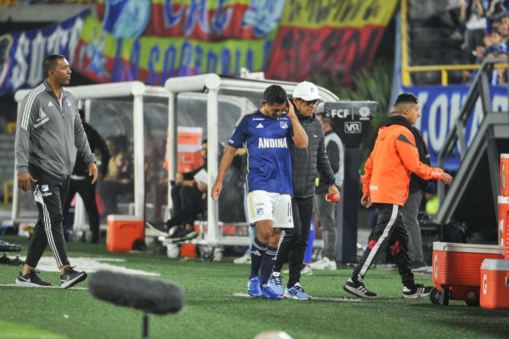 Jugador de Millonarios durante el partido ante Alianza FC de Valledupar en el Campin por liga Betplay 2024