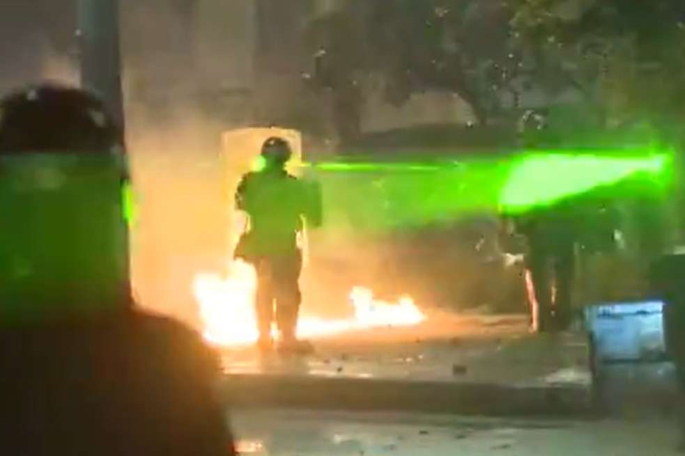 Enfrentamientos cerca al Portal Suba la noche del 20 de septiembre.
