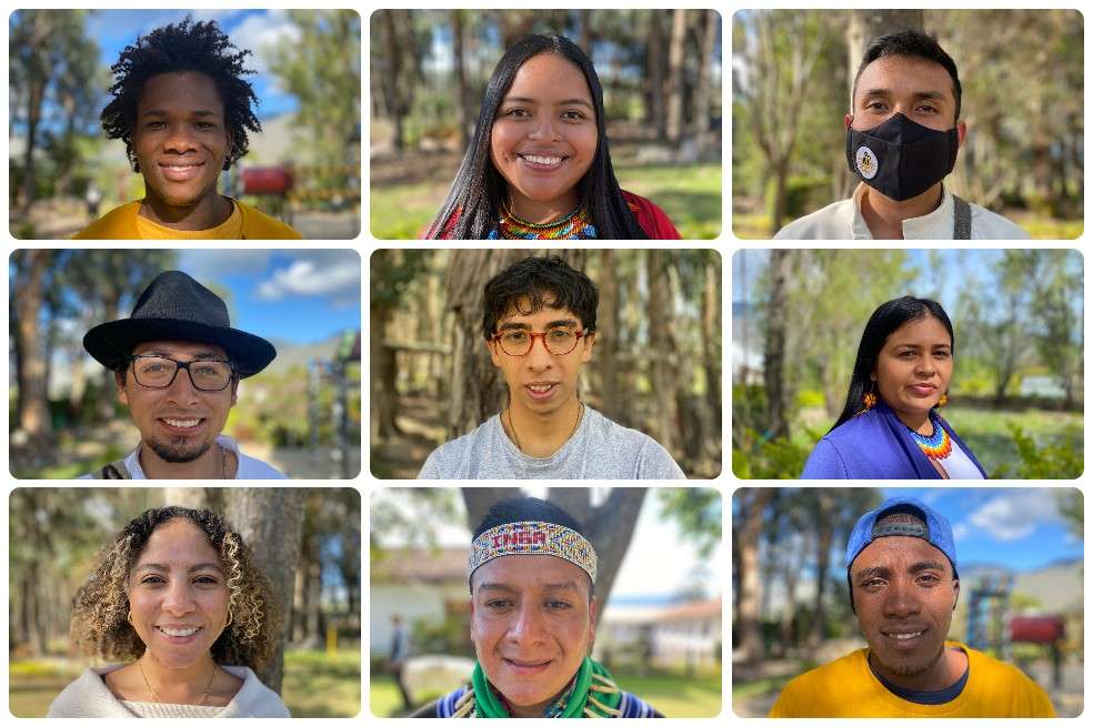 Wasinton Caraboli, Paola Margarita Chindoy, Daniel Mateo Gonzales, Luis Fernando Chalparizán y otros jóvenes qie hicieron parte del Encuentro.