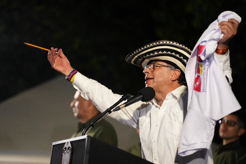El presidente Gustavo Petro durante una de sus manifestaciones en Barranquilla