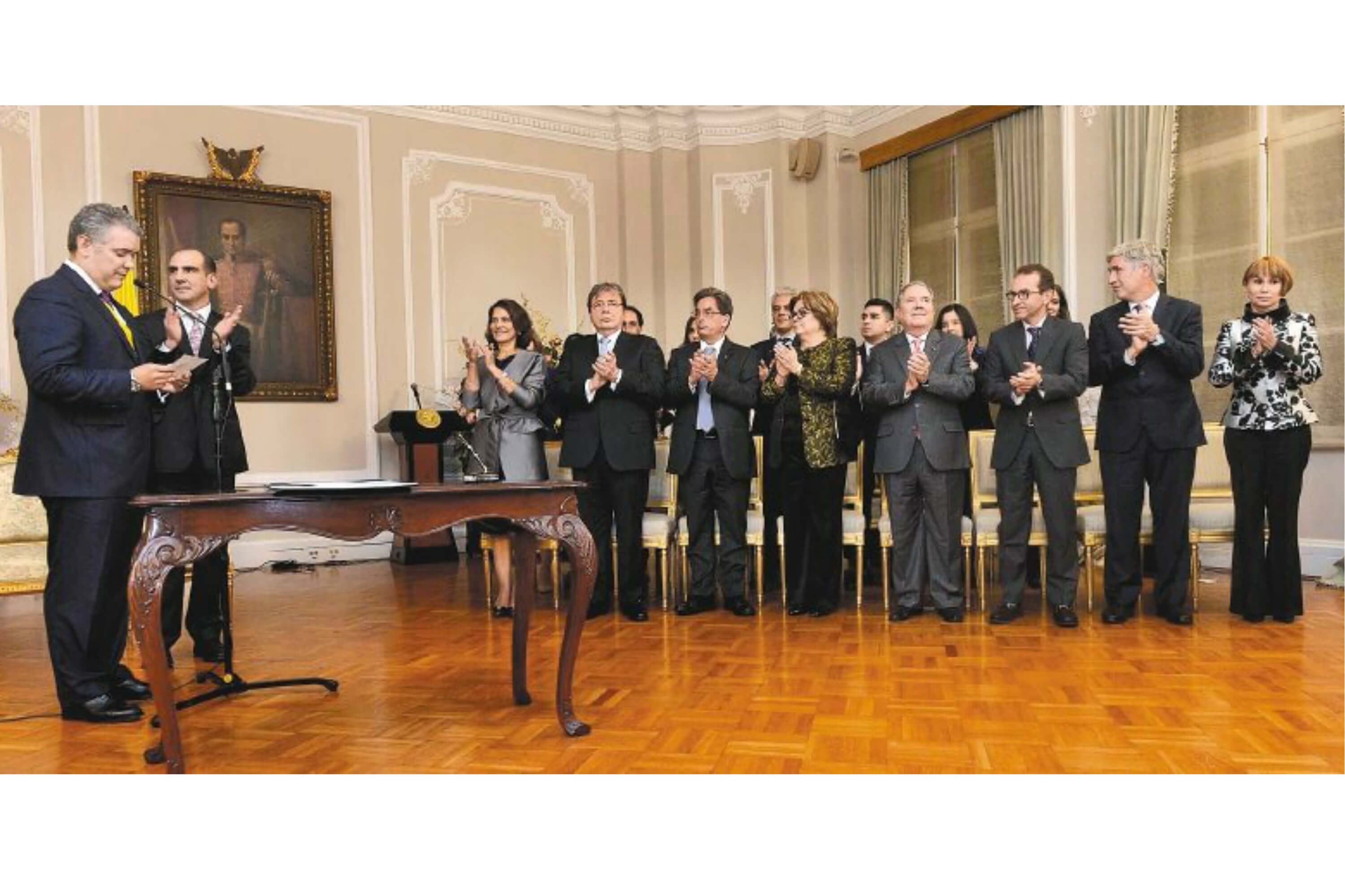 En presidente Iván Duque junto al gabinete con el que empezó el Gobierno. / Presidencia
