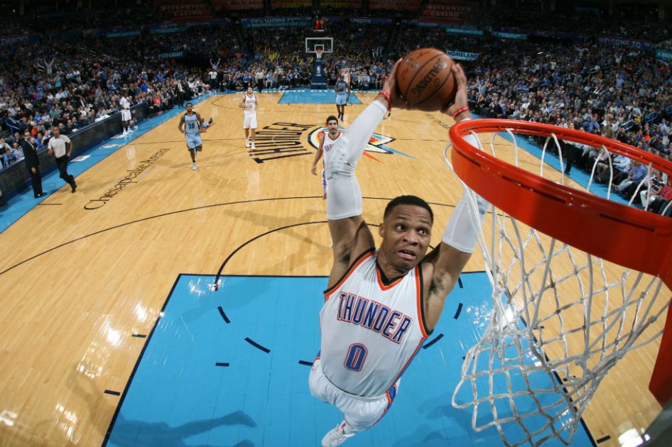 Russell Westbrook, armador de Oklahoma City Thunder. Foto: AFP