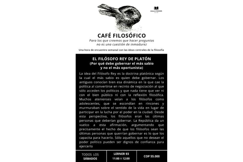 Descripción de la conversación que habrá sobre el Rey Platón en el Café filosófico.