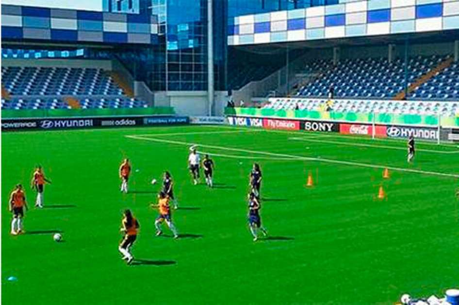 En el debut, el combinado patrio goleó a las anfitrionas Azerbaiyán por 4-0. / Cortesía Colfútbol