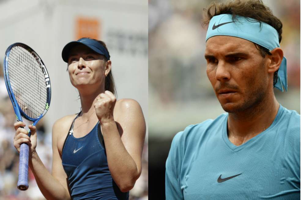 Maria Sharapova ganadora en 2012 y 2014 de Roland Garros y Rafael Nadal campeón en diez ocasiones / AFP