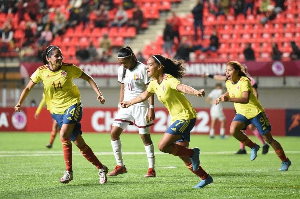 Gisela Robledo, autora de dos goles de Colombia contra Venezuela en el Sudamericano Femenino Sub-20.
