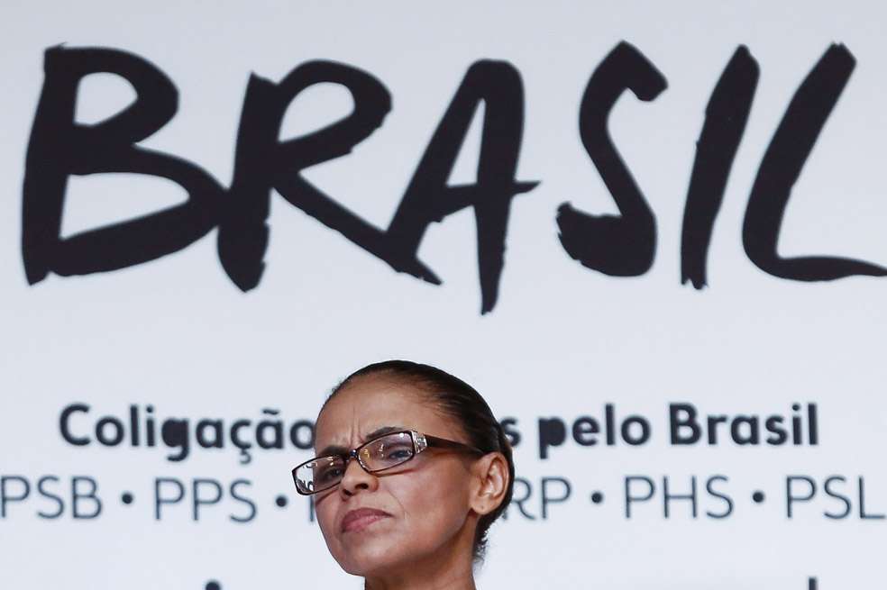 La candidata presidencial Marina Silva durante la presentación de su programa de gobierno en Sao Paulo, Brasil. / AFP