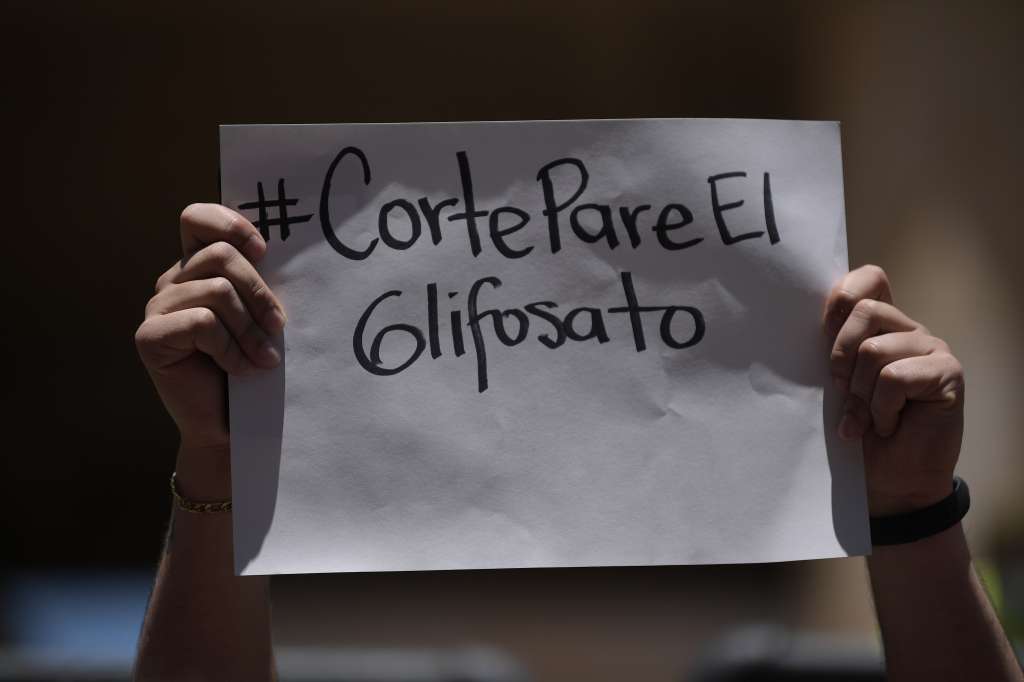 Protesta contra el uso de Glifosato como medio de erradicación.
