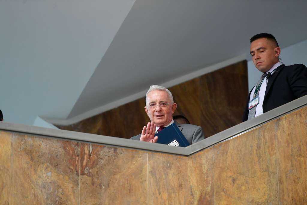 Expresidente de Colombia, a su salida del juicio oral que se adelanta en los Juzgados de Paloquemao
