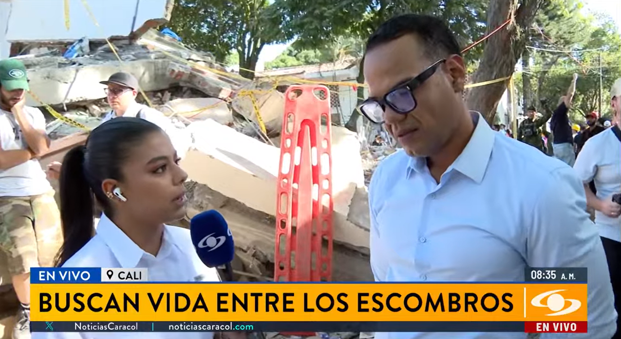 Periodista de ‘Noticias Caracol’ busca a sus padres y sobrina atrapados en edificio de Cali