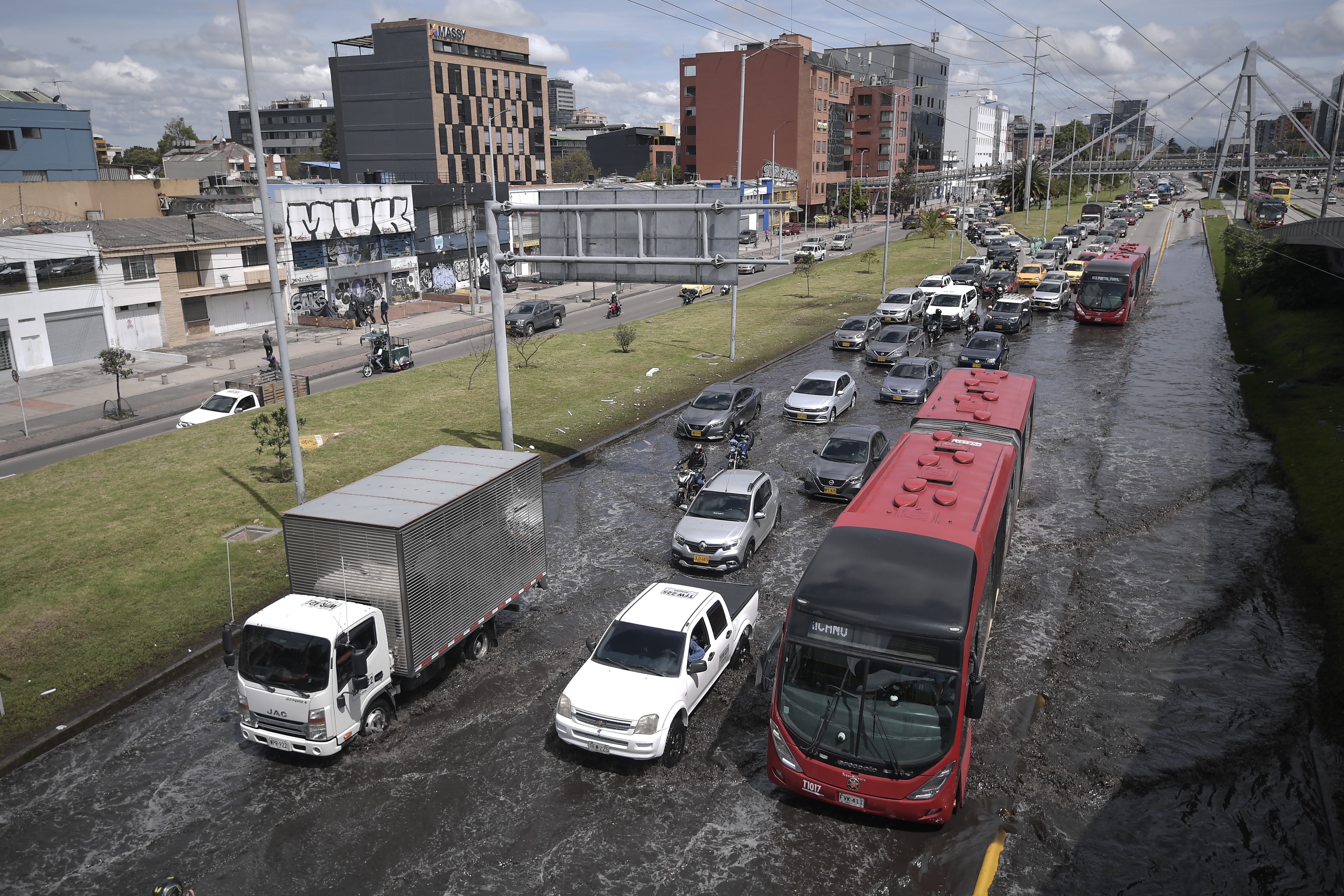 Lluvias que afectan la movilidad en Bogotá.