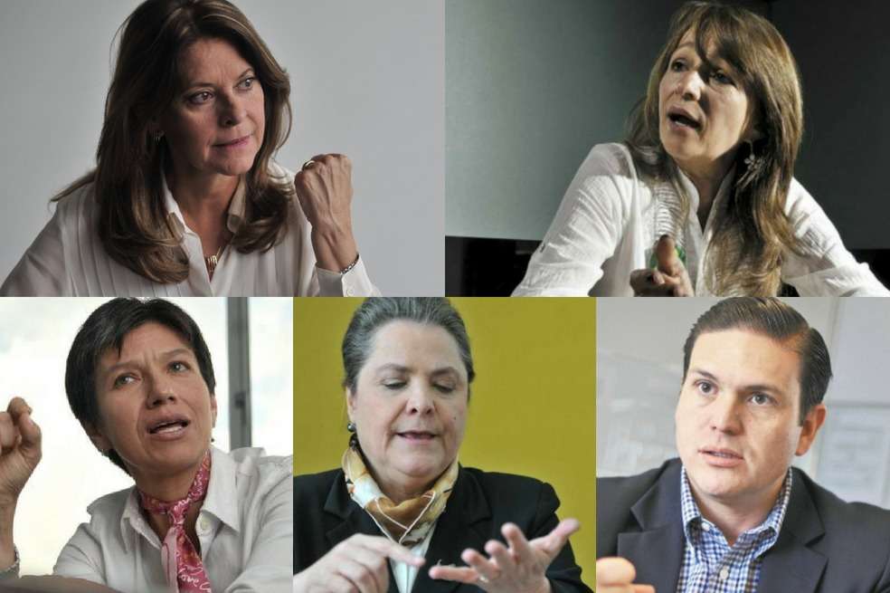 Marta Lucía Ramírez,Ángela María Robledo, Claudia López, Clara López y Juan Carlos Pinzón.