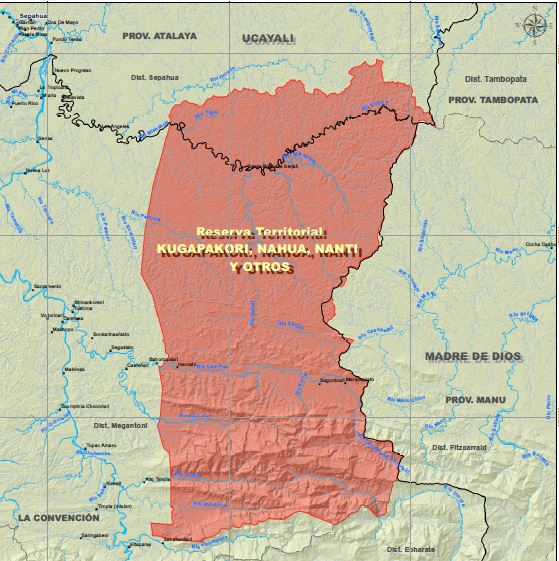 Territorio de los indígenas no contactados de la reserva Kugakapori, Nahua, Nanti y otros (RTKNN) Amazonia Perú.