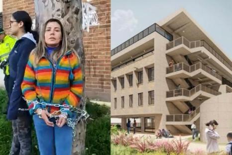 Habitantes en Kennedy se encadenan a un árbol para evitar construcción de colegio