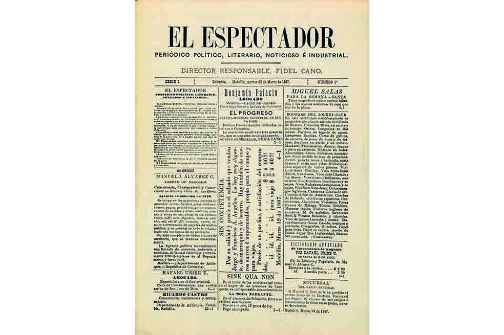 La primera edición de El Espectador circuló el 22 de marzo de 1887.