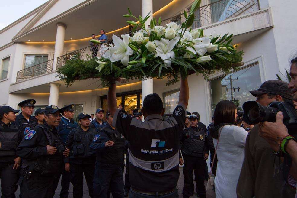 Imagen de la funeraria donde fueron velados, casi en secreto, los restos de Gabriel García Márquez. / AFP