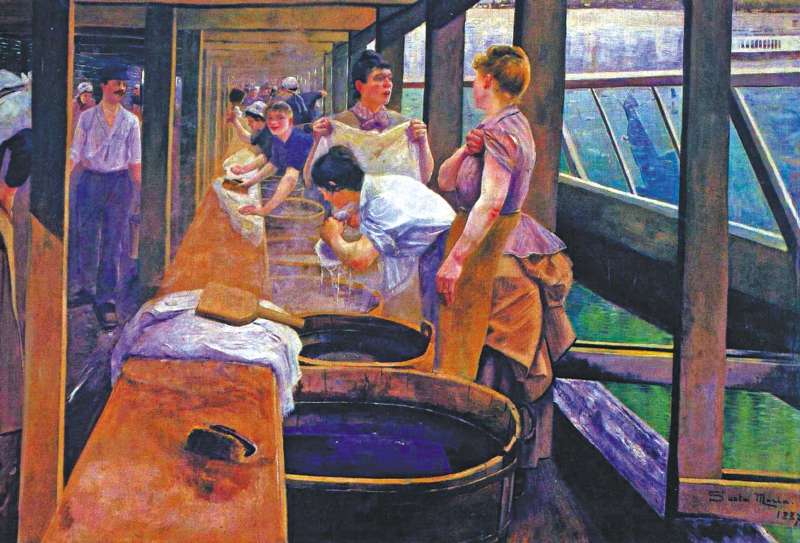 “Lavanderas del Sena”, óleo sobre lienzo de Andrés de Santa María.