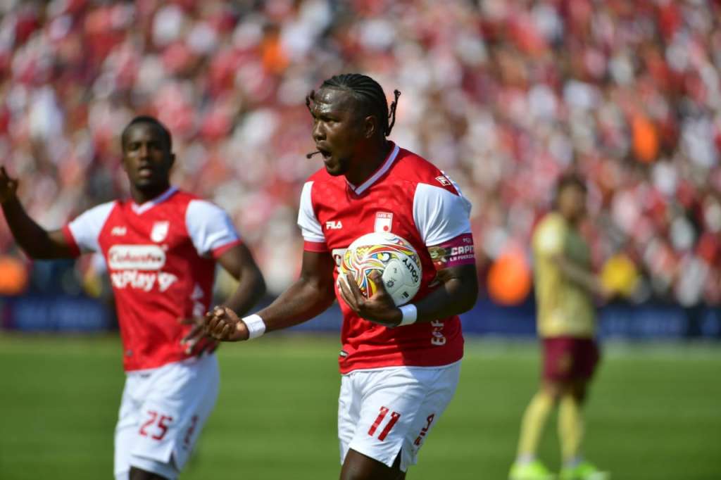 Así celebró Hugo Rodallega el gol de Santa Fe.