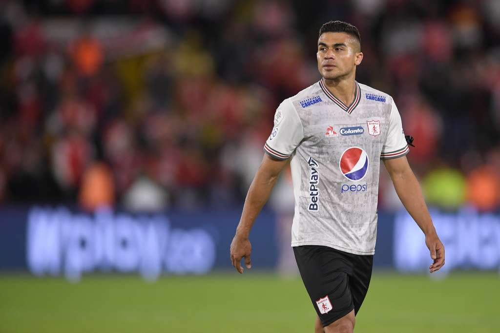 Futbolista colombiano, centro campista del América de Cali, en el partido ante Santa Fe por la quinta fecha de la Liga Betplay 2022-II.