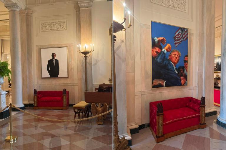 Trump sustituyó un retrato de Obama por uno suyo en la Casa Blanca
