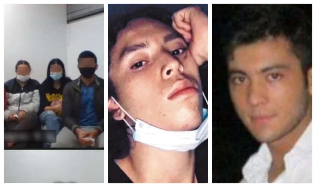 Supuestos miembros de la Primera Línea (izquierda). Santiago Murillo, víctima de homicidio (centro). Cristian Castillo, atacado con proyectil de gas lacrimógeno (derecha).