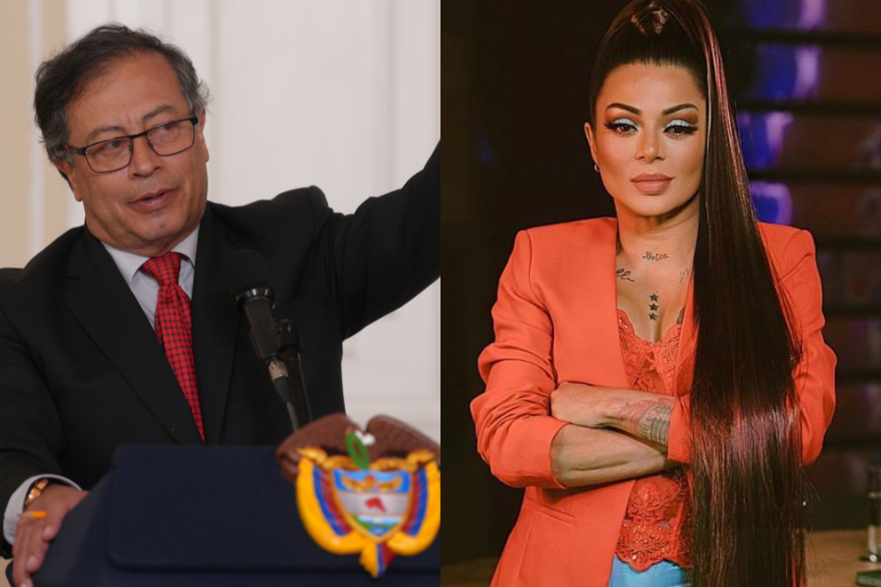 El presidente Gustavo Petro y la cantante Marbelle.