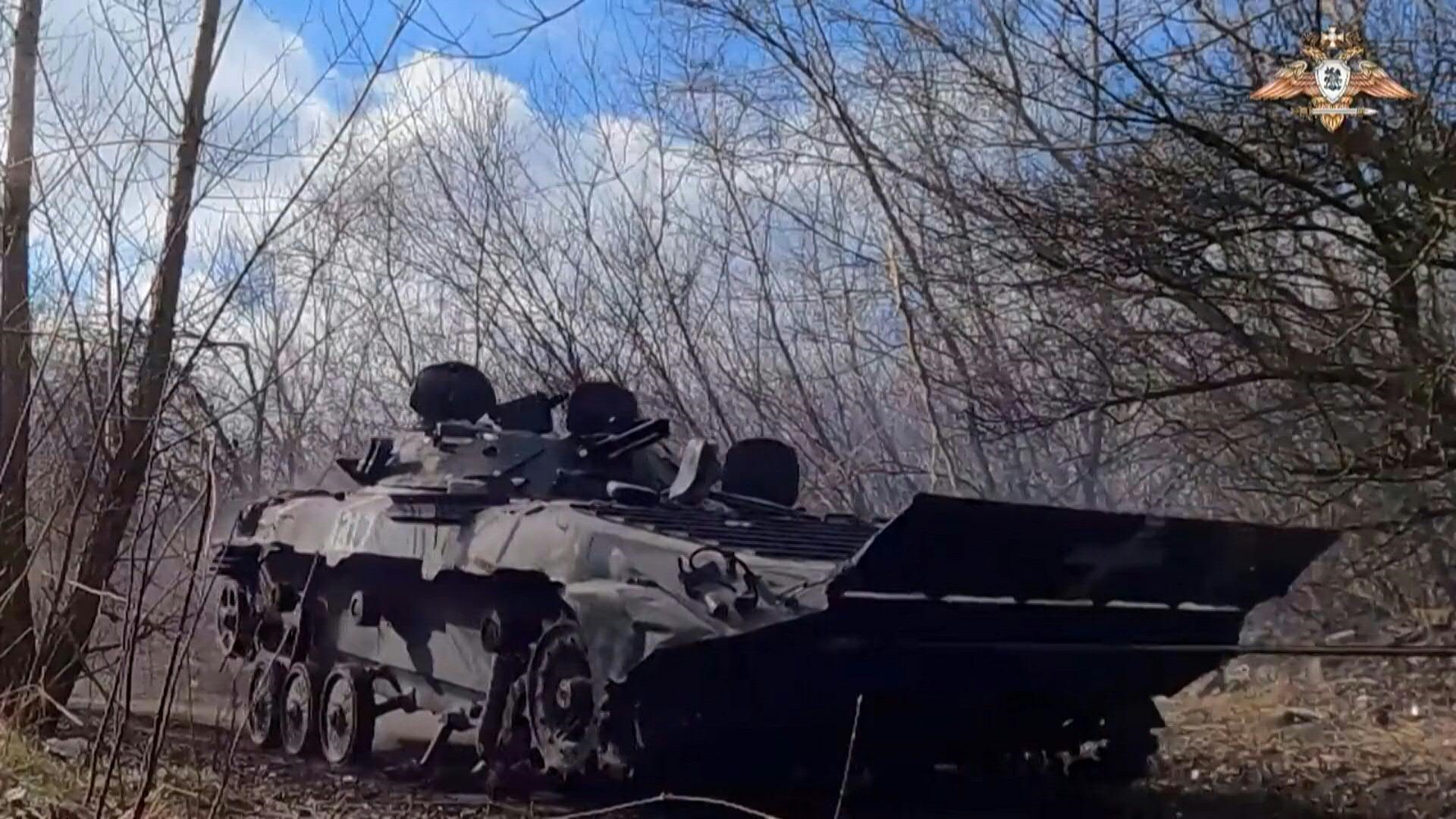 Images released on February 21 by the so-called People's Militia of the Donetsk People's Republic (DNR) show at least two armoured vehicles that they claim were captured from Ukrainian forces in the fight for the city of Avdiivka. AFP w