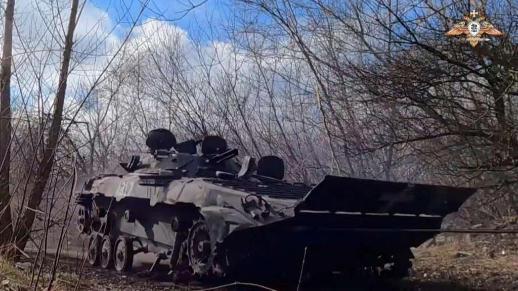 Images released on February 21 by the so-called People's Militia of the Donetsk People's Republic (DNR) show at least two armoured vehicles that they claim were captured from Ukrainian forces in the fight for the city of Avdiivka. AFP w
