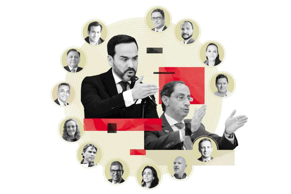 Así se va configurando el gabinete del presidente electo, Abelardo de la Espriella, con su segundo al mando, José Manuel Restrepo: el ministro del Interior designado, Rodrigo Lara; Indalecio Dangond, líder del comité sector Agricultura y Desarrollo Rural; General (r) Jorge Mora López, líder del comité sector Defensa; Juliana Gutiérrez, líder del comité sector Prosperidad Social; Felipe Gaitán; líder del comité sector Deporte; Fabio Arjona, ministro de Ambiente designado; Viviane Morales, líder del comité sector Educación; Iván Sánchez, líder del comité sector Salud; Miguel Gómez Martínez, ministro de Hacienda designado; Juan Camilo Ostos, líder del comité sector Transporte; Mariana Pachecho, líder del comité sector Relaciones Exteriores; Manuel Fernández, líder del comité sector Comercio; Iván Cancino, líder del comité sector Justicia.