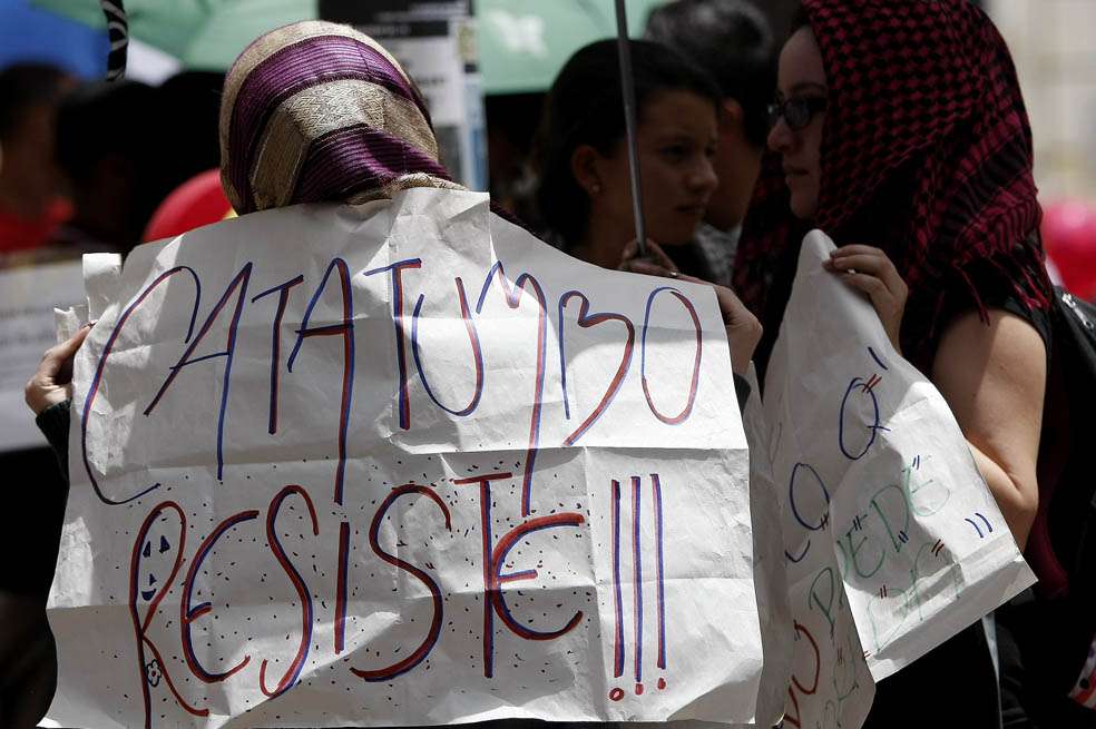 Manifestantes en Bogotá apoyaron paro campesino en el  Catatumbo . / Archivo