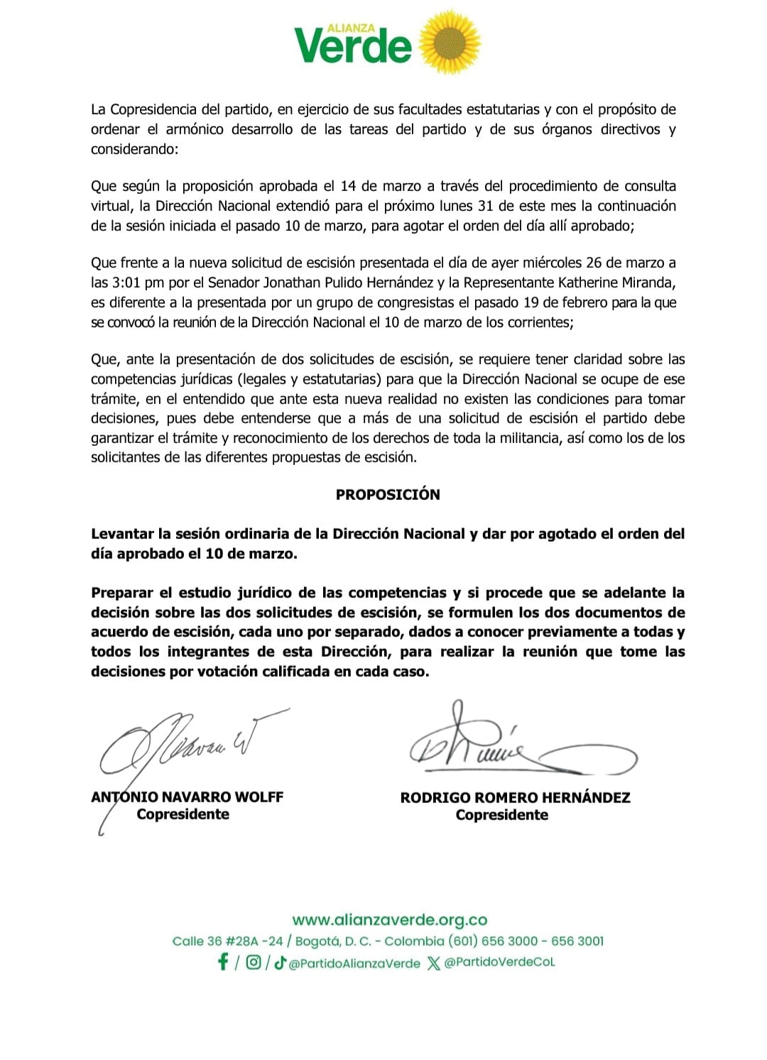 Escisión Alianza Verde