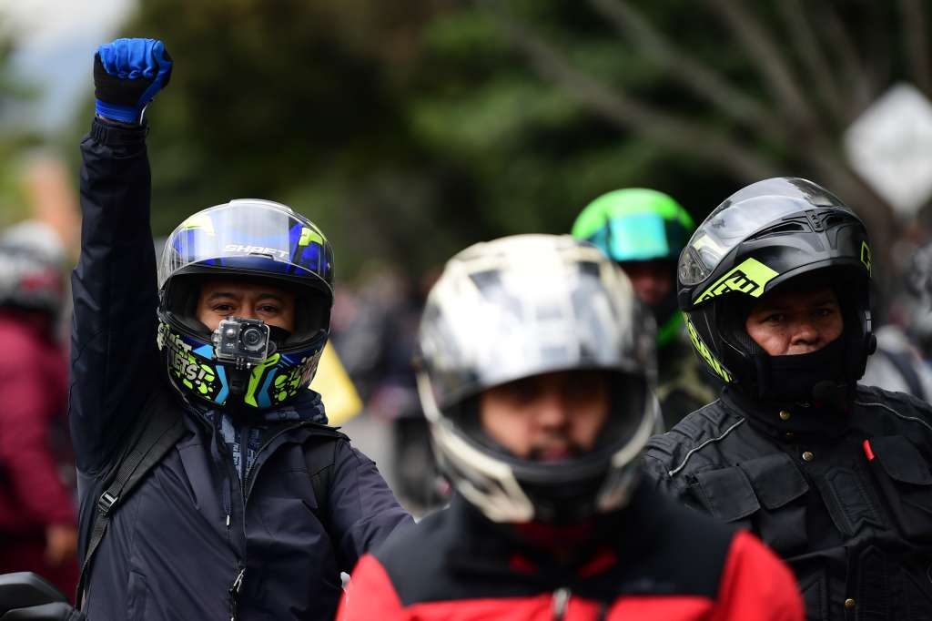 Protesta de los moteros en Bogotá