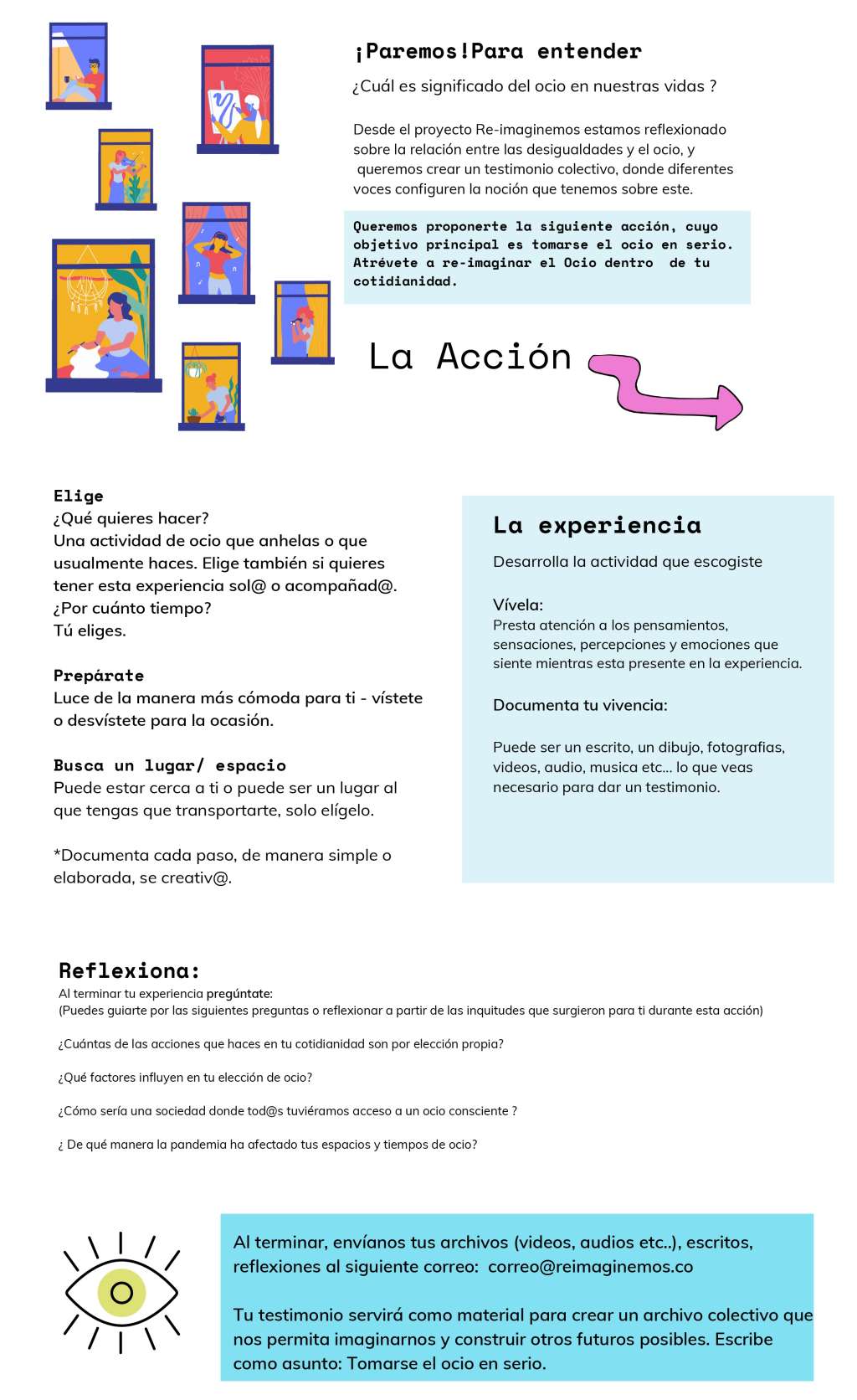 Invitación del proyecto ¡Re-Imaginemos! para identificar el papel del ocio en nuestras vidas