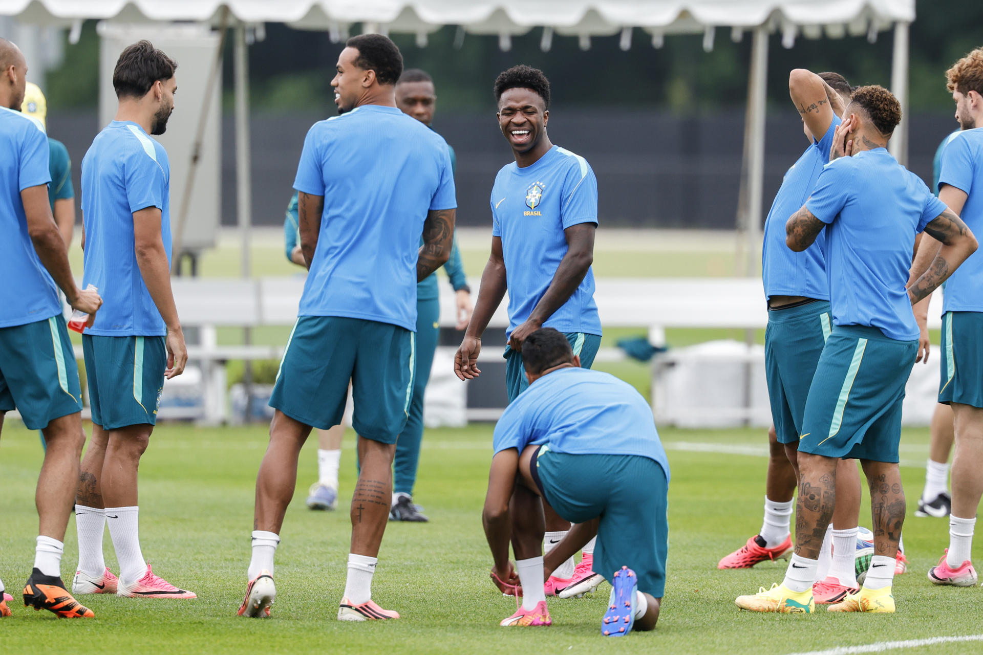 MORRISTOWN (EEUU), 23/06/2026.- Los jugadores de Brasil durante un entrenamiento este martes, en el centro de entrenamiento Columbia Park en Morristown, New Jersey (EEUU). EFE/ Sebastiao Moreira