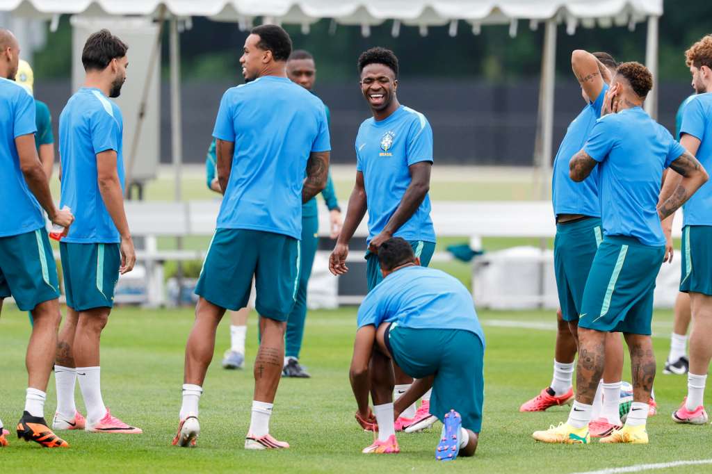 MORRISTOWN (EEUU), 23/06/2026.- Los jugadores de Brasil durante un entrenamiento este martes, en el centro de entrenamiento Columbia Park en Morristown, New Jersey (EEUU). EFE/ Sebastiao Moreira