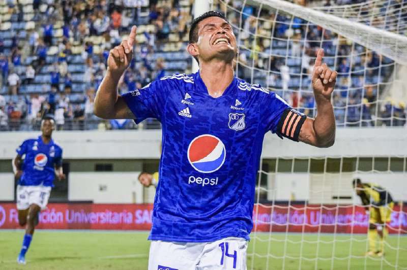El capitán David Macalister Silva marcó el gol del triunfo ante Alianza Petrolera, que tiene con vida a Millonarios en la Liga BetPlay. / Dimayor