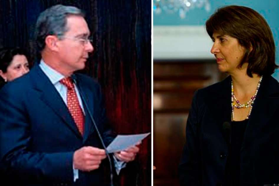 Álvaro Uribe Vélez y la canciller María Ángela Holguín.