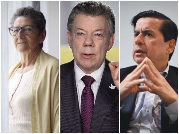 Pastora Mira, lideresa social y víctima del conflicto (izq), dialogará con Juan Manuel Santos (centro), y Juan Fernando Cristo, exministro del gobierno Santos y autor de la Ley de Víctimas (der).