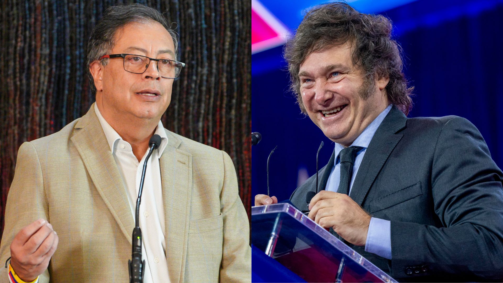 Presidente de Colombia, Gustavo Petro, y presidente de Argentina, Javier Milei.