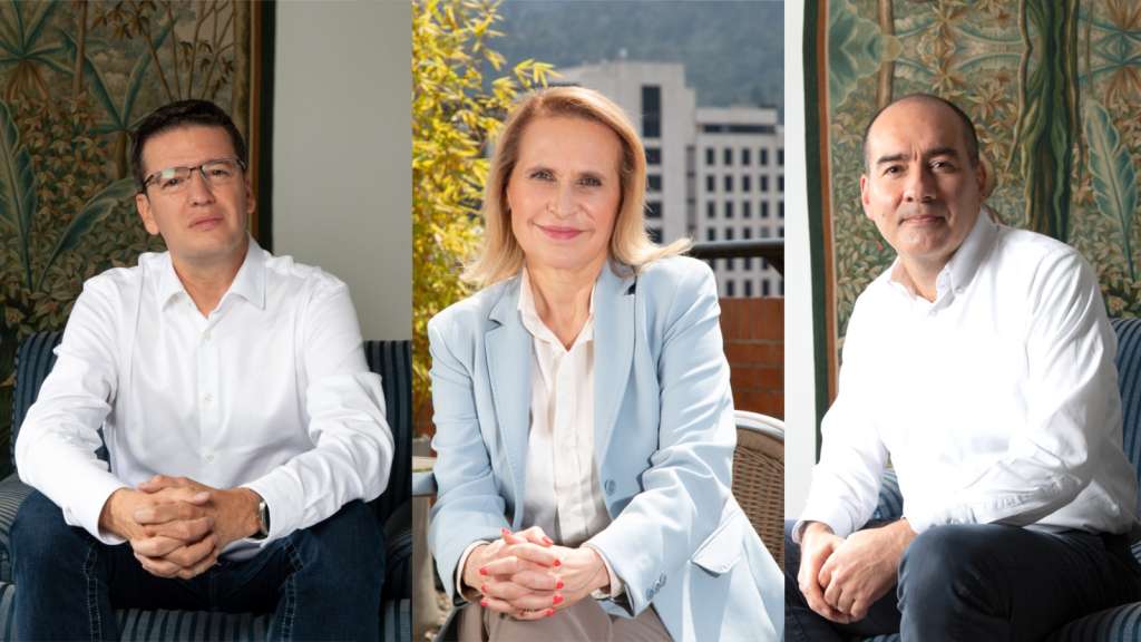 Germán Bahamón (izquierda), Sandra Morelli (centro) y Santiago Pardo (derecha).