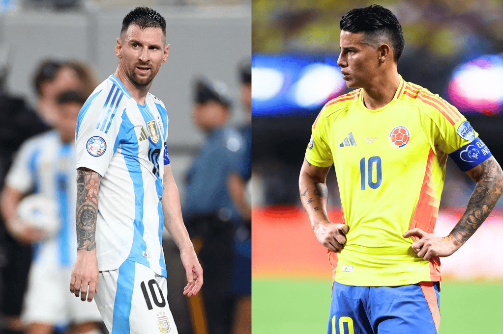 Lionel Messi y James Rodríguez, los líderes de Argentina y Colombia, respectivamente.