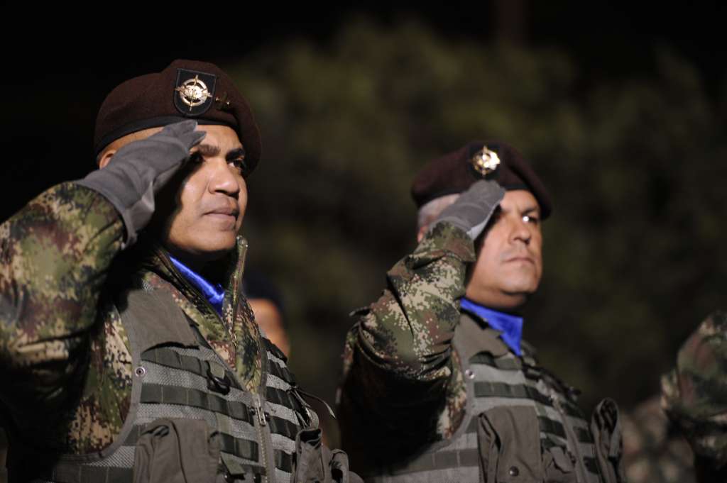 Ensayo para el desfile militar del 20 de Julio, día de la Independencia de Colombia.