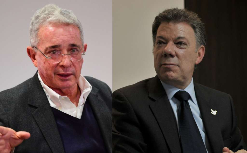Expresidentes Álvaro Uribe y Juan Manuel Santos.