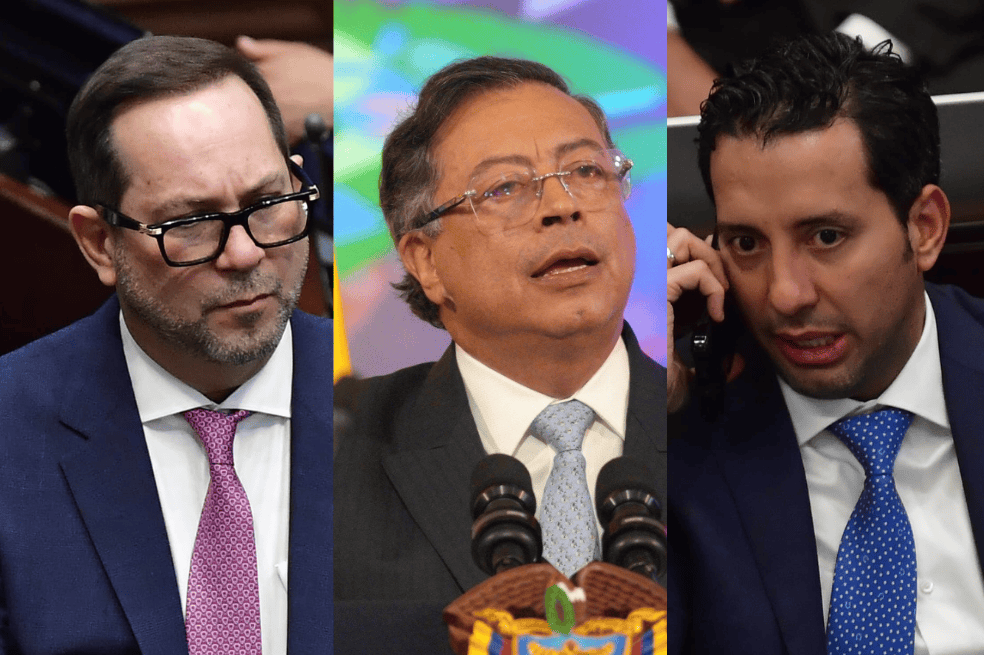 Lidio García, nuevo presidente de Senado; el presidente Gustavo Petro; y Julián López, nuevo presidente de Cámara.