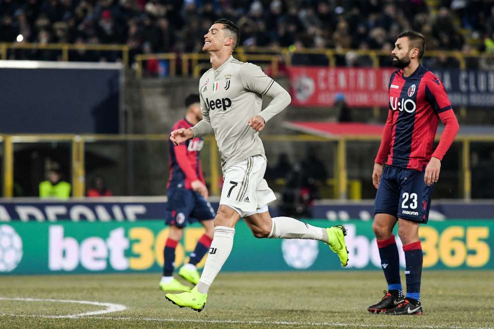 Cristiano Ronaldo disputó los últimos 25 minutos en el juego ante Bologna. / AFP