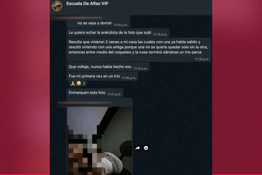 Imagen de un chat compartido por un seguidor a su "mentor de conquista", de la Escuela de Alfas VIP.